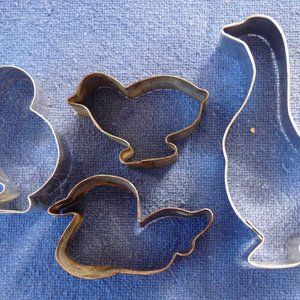 4 vintage cookie cutters duck chick Easter baking